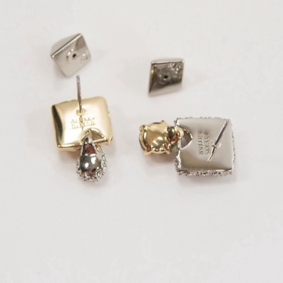 ALEXIS BITTAR • NEW Gold Pavé Crystal Mismatched Rocky Texture Stud Earrings - Picture 5 of 9